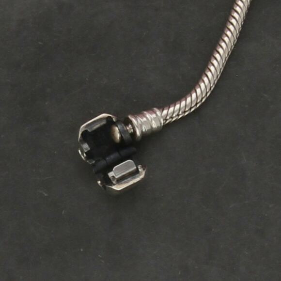 pandora sterling silver barrel clasp snake chain charm bracelet size 7in